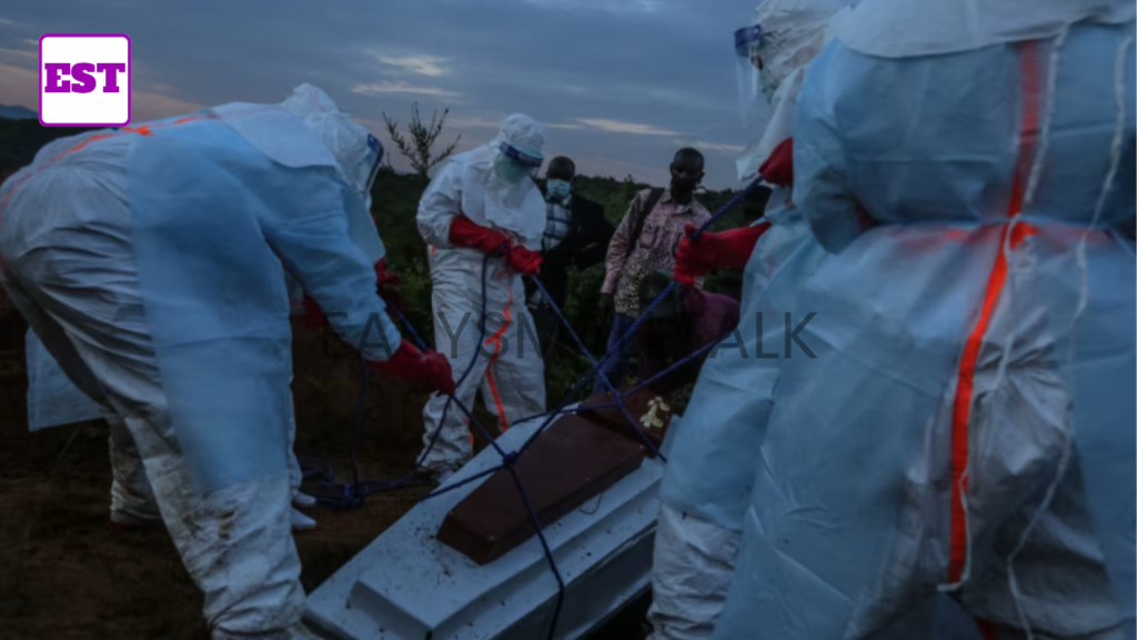 The burial of a dead person with Ebola disease