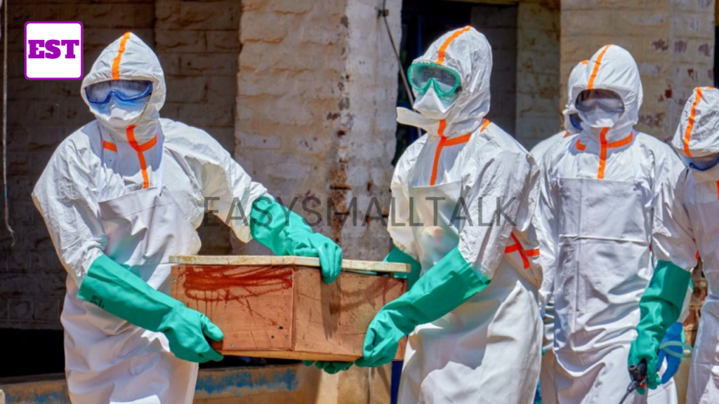 Specialist handling an Ebola dead bodies