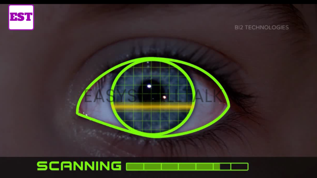 The image of the iris scanner process
