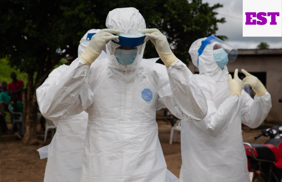 A view of Medical Practitionist wearing personal protective equipment amidst Ebola outbreak in Congo and Uganda