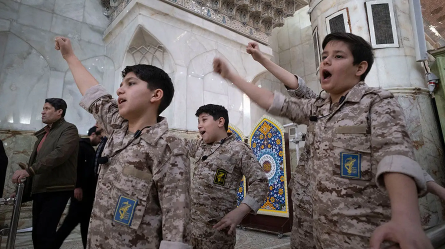 The visual as Iran is recruiting teenage children into the military in 2026