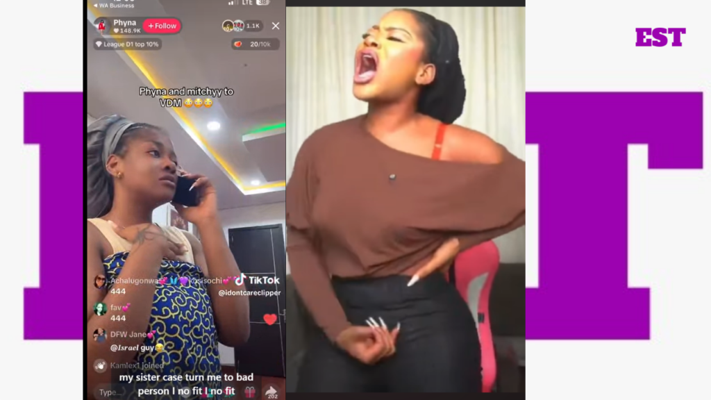 Visual of Phyna simply expressing herself in the livestream